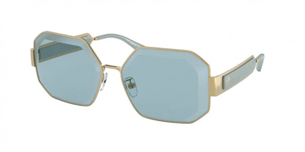 Tory Burch TY6094 Sunglasses, 334780 SHINY GOLD SOLID AZURE (GOLD)