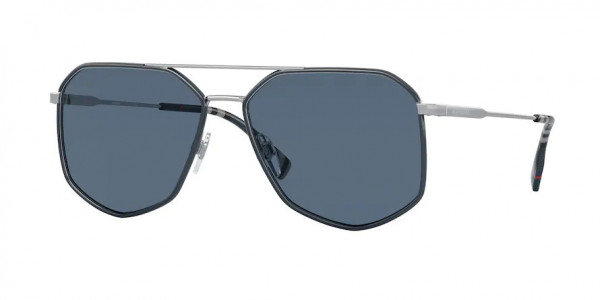 Burberry BE3139 OZWALD Sunglasses, 100580 OZWALD SILVER/BLUE BLUE (SILVER)