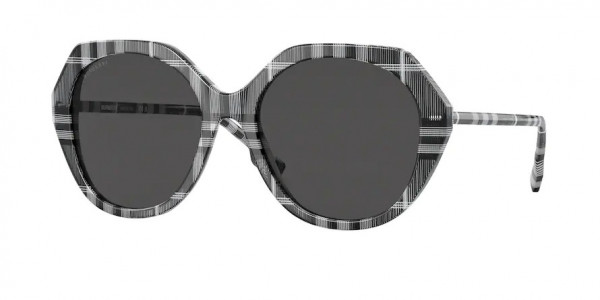 Burberry BE4375F VANESSA Sunglasses, 400487 VANESSA CHECK WHITE/BLACK DARK (WHITE)