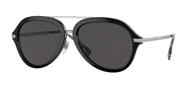 Burberry BE4377 JUDE Sunglasses, 300187 JUDE BLACK DARK GREY (BLACK)