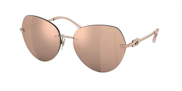 Bvlgari BV6183 Sunglasses, 20140W PINK GOLD CLEAR MIRROR REAL RO (PINK)