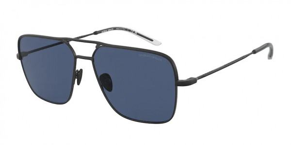 Giorgio Armani AR6142 Sunglasses, 300180 MATTE BLACK DARK BLUE (BLACK)