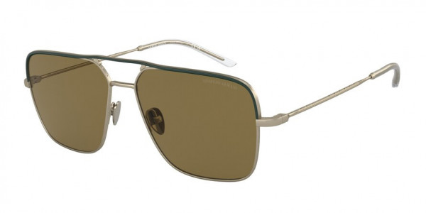 Giorgio Armani AR6142 Sunglasses, 300273 MATTE PALE GOLD DARK BROWN (GOLD)