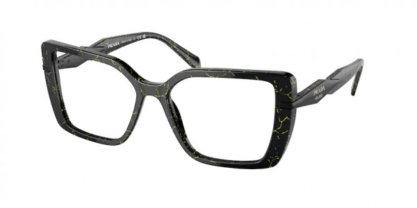Prada PR 03ZV Eyeglasses, 19D1O1 BLACK/YELLOW MARBLE (BLACK)