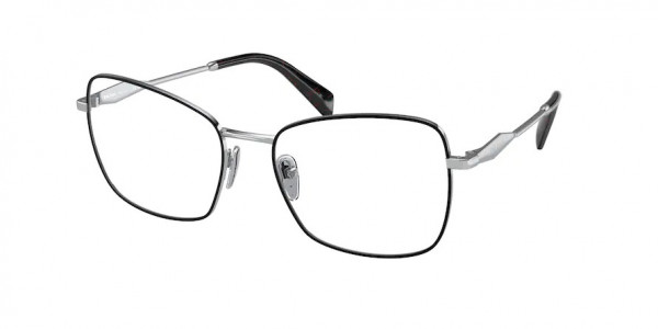 Prada PR 53ZV Eyeglasses, 1AB1O1 BLACK/SILVER (BLACK)