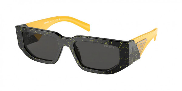 Prada PR 09ZSF Sunglasses, 19D5S0 BLACK YELLOW MARBLE DARK GREY (BLACK)