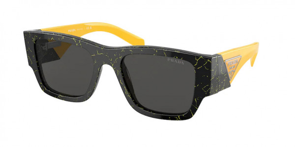 Prada PR 10ZS Sunglasses, 19D5S0 BLACK/YELLOW MARBLE DARK GREY (BLACK)