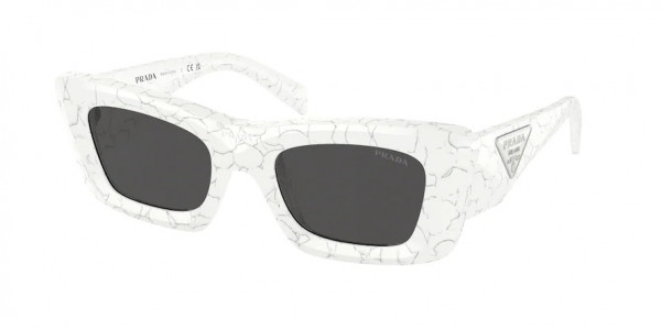 Prada PR 13ZS Sunglasses, 17D5S0 MATTE WHITE MARBLE DARK GREY (WHITE)