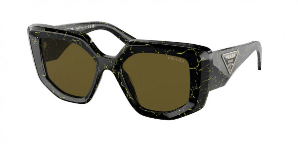 Prada PR 14ZSF Sunglasses, 19D01T BLACK/YELLOW MARBLE DARK BROWN (BLACK)