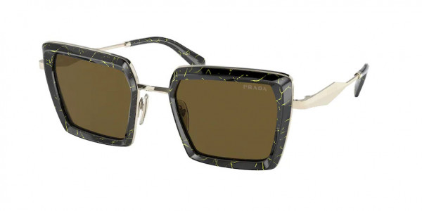 Prada PR 55ZS Sunglasses, 19D01T BLACK/YELLOW MARBLE DARK BROWN (BLACK)