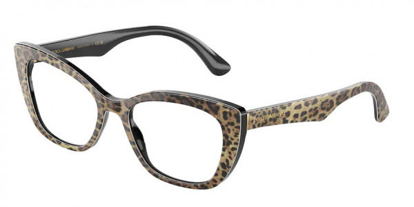 Dolce & Gabbana DG3360 Eyeglasses, 3163 LEO BROWN/BLACK (BLACK)
