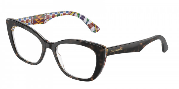 Dolce & Gabbana DG3360 Eyeglasses, 3217 HAVANA ON WHITE BARROW (TORTOISE)