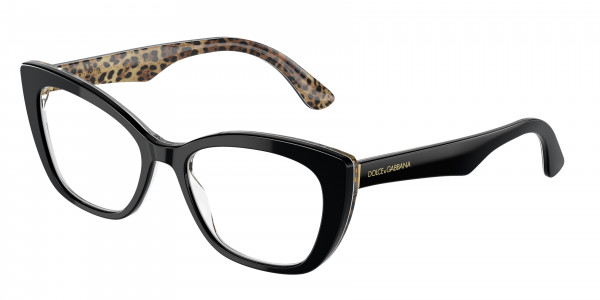 Dolce & Gabbana DG3360 Eyeglasses, 3299 BLACK ON LEO BROWN (BLACK)