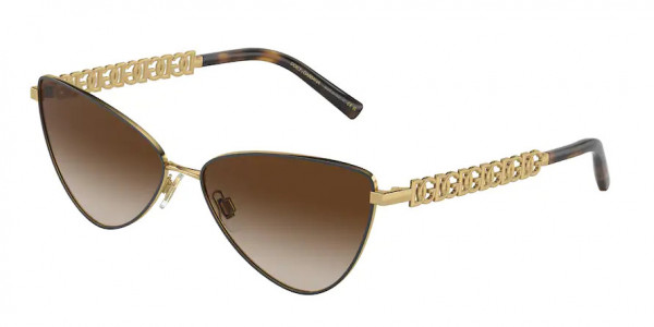 Dolce & Gabbana DG2290 Sunglasses, 132013 GOLD/MATTE BROWN GRADIENT BROW (GOLD)