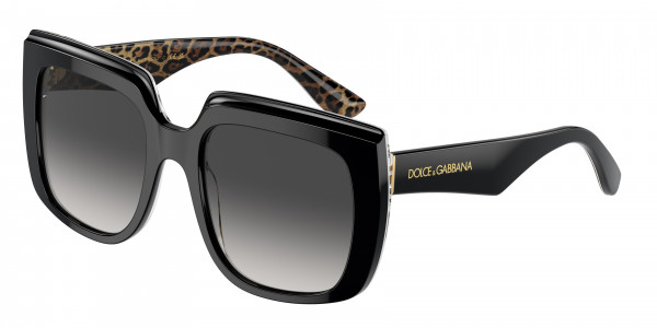 Dolce & Gabbana DG4414 Sunglasses, 32998G BLACK ON LEO BROWN GREY GRADIE (BLACK)