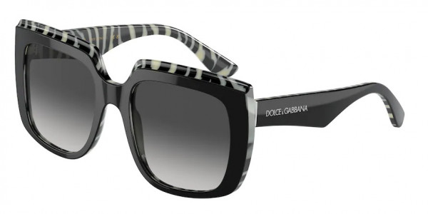 Dolce & Gabbana DG4414 Sunglasses, 33728G TOP BLACK ON ZEBRA GREY GRADIE (BLACK)