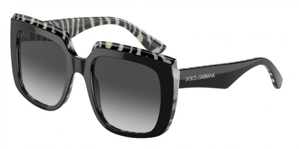 Dolce & Gabbana DG4414F Sunglasses, 33728G TOP BLACK ON ZEBRA GREY GRADIE (BLACK)