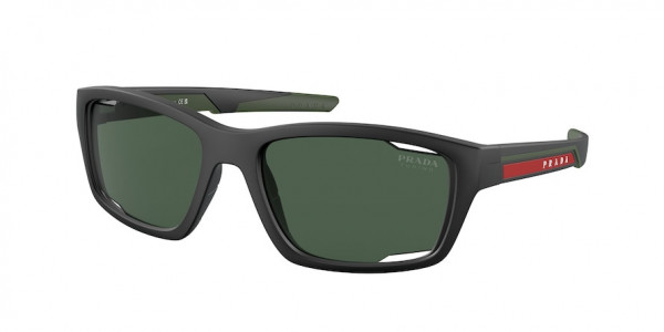 Prada Linea Rossa PS 04YS Sunglasses, 18G06U MATTE BLACK GREEN TUNING (BLACK)