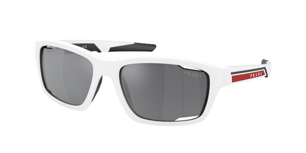 Prada Linea Rossa PS 04YS Sunglasses, AAI07G MATTE WHITE GREY MIRROR BLACK (WHITE)