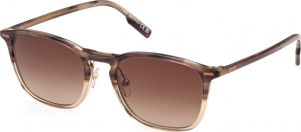 Ermenegildo Zegna EZ0211-H Sunglasses, 48F - Light Brown/Gradient / Light Brown/Striped