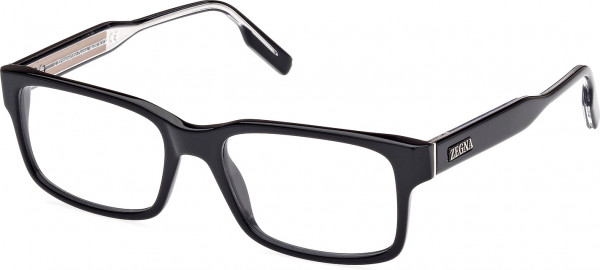 Ermenegildo Zegna EZ5254 Eyeglasses, 001 - Shiny Black / Black/Crystal