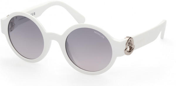Moncler ML0243 Atriom Sunglasses, 21C - Matte White / Silver Lenses