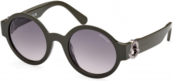 Moncler ML0243 Atriom Sunglasses, 96P - Shiny Dark Green / Gradient Green To Grey Lenses