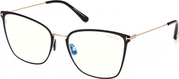 Tom Ford FT5839-B Eyeglasses, 001 - Shiny Black / Shiny Rose Gold