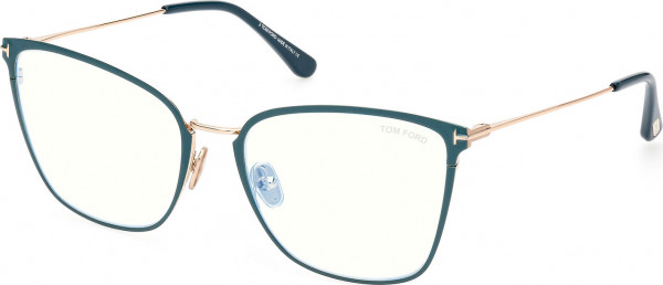 Tom Ford FT5839-B Eyeglasses, 087 - Shiny Turquoise / Shiny Rose Gold