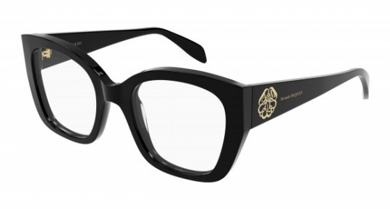 Alexander McQueen AM0379O Eyeglasses, 001 - BLACK with TRANSPARENT lenses