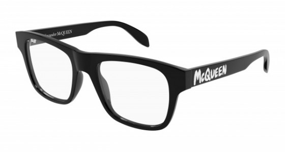 Alexander McQueen AM0389O Eyeglasses, 001 - BLACK with TRANSPARENT lenses