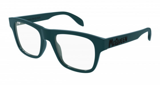 Alexander McQueen AM0389O Eyeglasses, 003 - GREEN with TRANSPARENT lenses