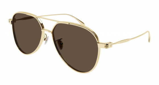 Alexander McQueen AM0373S Sunglasses, 002 - GOLD with BROWN lenses