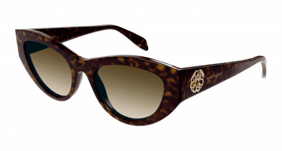 Alexander McQueen AM0377S Sunglasses, 002 - HAVANA with BROWN lenses
