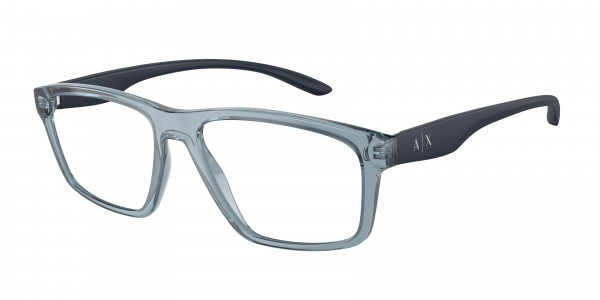 Armani Exchange AX3094 Eyeglasses, 8237 SHINY TRANSPARENT BLUE (BLUE)