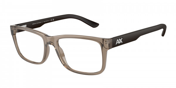 Armani Exchange AX3016 Eyeglasses, 8011 SHINY TRANSPARENT BROWN (BROWN)