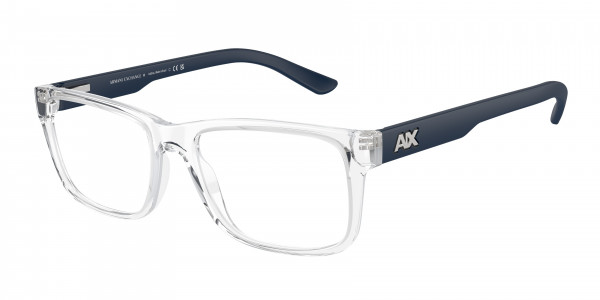 Armani Exchange AX3016 Eyeglasses, 8033 SHINY CRYSTAL (BLUE)