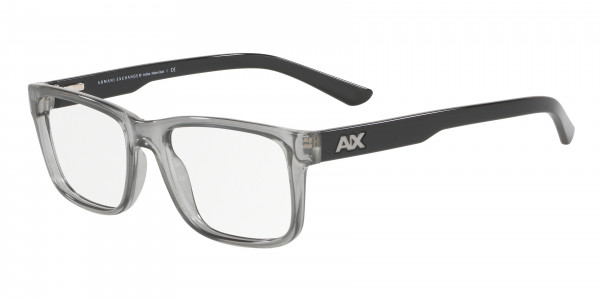 Armani Exchange AX3016 Eyeglasses, 8239 SHINY TRANSPARENT GREY (GREY)