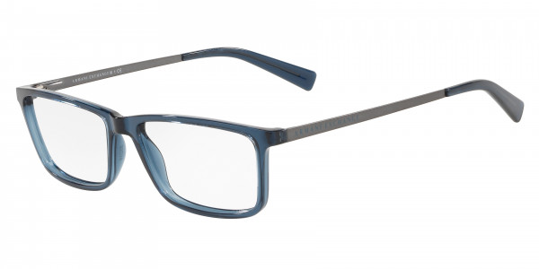 Armani Exchange AX3027 Eyeglasses, 8238 SHINY TRANSPARENT BLUE (BLUE)