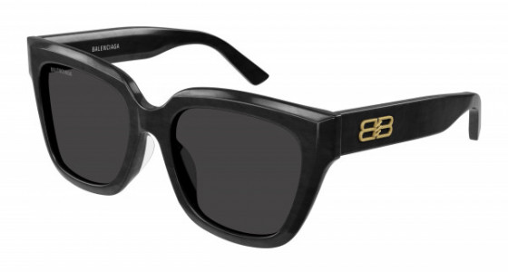 Balenciaga BB0237SA Sunglasses, 001 - BLACK with GREY lenses