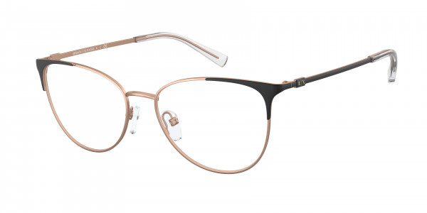 Armani Exchange AX1034 Eyeglasses, 6106 MATTE ROSE GOLD AND BLACK (BLACK)