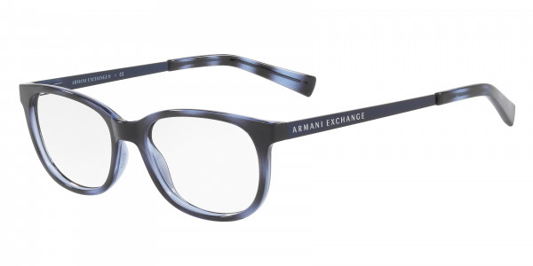Armani Exchange AX3005 Eyeglasses, 8206 SHINY BLUE HAVANA (BLUE HAVANA)