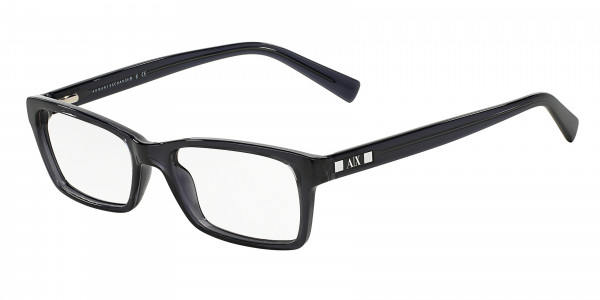 Armani Exchange AX3007 Eyeglasses, 8005 SHINY TRANSPARENT GREY (GREY)