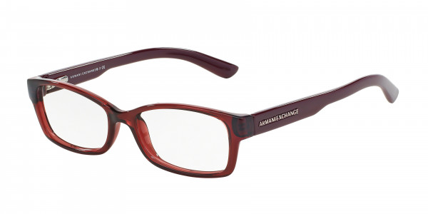 Armani Exchange AX3017 Eyeglasses, 8118 SHINY TRANSPARENT BURGUNDY (VIOLET)