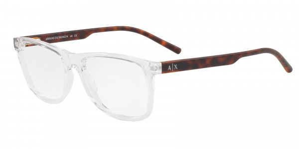 Armani Exchange AX3048 Eyeglasses, 8235 SHINY CRYSTAL (WHITE)