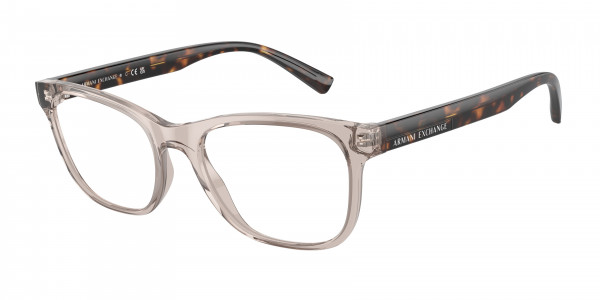 Armani Exchange AX3057F Eyeglasses, 8271 SHINY TRANSPARENT BROWN (BROWN)