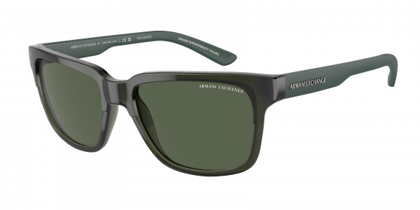 Armani Exchange AX4026S Sunglasses, 83419A SHINY TRANSPARENT GREEN DARK G (GREEN)