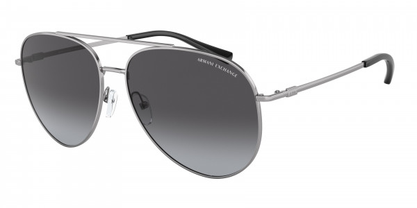 Armani Exchange AX2043S Sunglasses, 60038G SHINY GUNMETAL GREY GRADIENT (GREY)