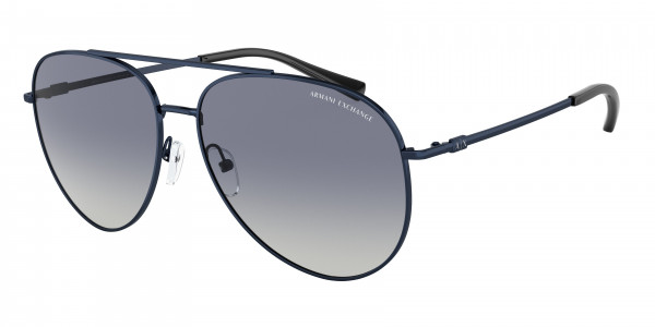 Armani Exchange AX2043S Sunglasses, 60994L SHINY BLUE LIGHT GREY GRADIENT (BLUE)