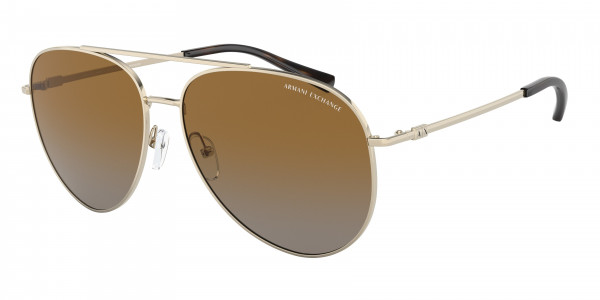 Armani Exchange AX2043S Sunglasses, 6110T5 SHINY PALE GOLD POLAR GRADIENT (GOLD)